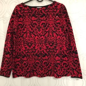 J. Jill damask Red and black print rhinestone